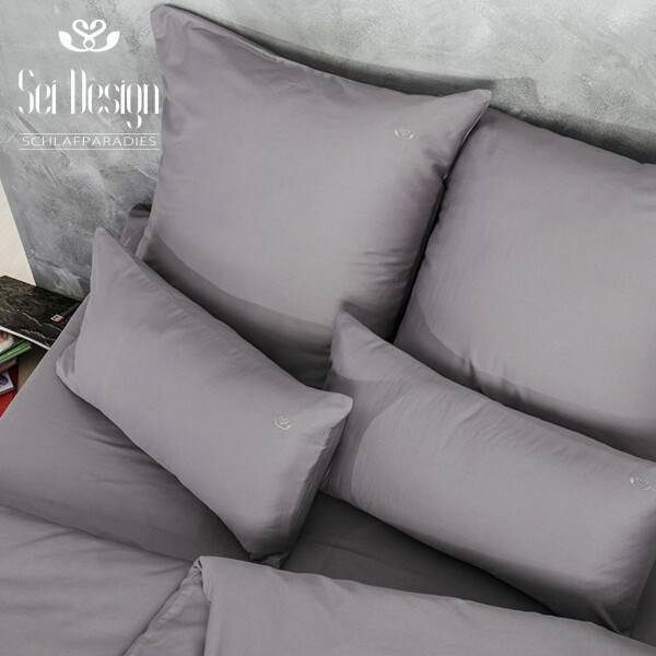 Sei Design Sei Design Bettset 200x200 + 2 Stk. 80x80 aus 100% Mako Satin Baumwolle Lilac-Grey Fabrik Onlineshop