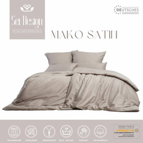 Sei Design Sei Design Bettset aus 100% Mako Satin Baumwolle Sand Fabrikpreis