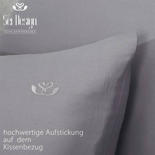 Sei Design Sei Design Bettset Mako Satin 100% Baumwolle Silver-Grey Rabatt