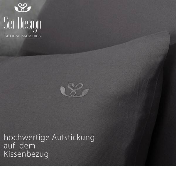 Sei Design Sei Design Bettset Mako Satin 100% Baumwolle Dark-Grey Günstig kaufen