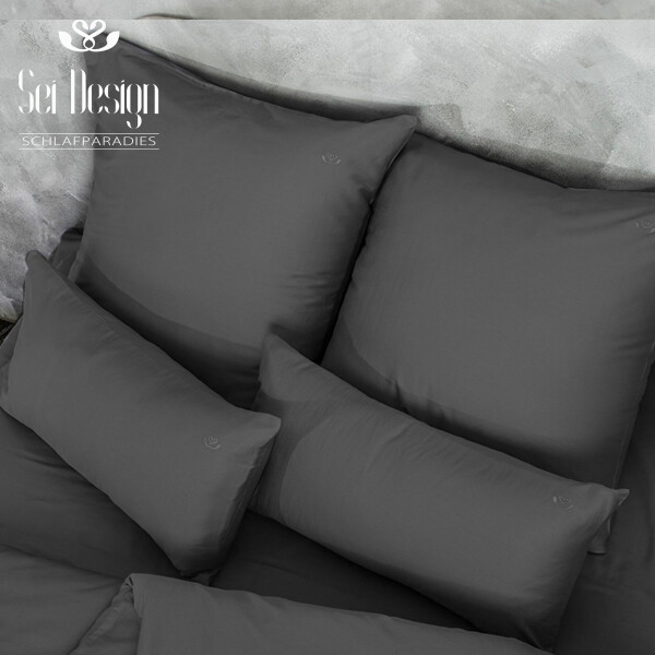 Sei Design Sei Design Bettset Mako Satin 100% Baumwolle Dark-Grey Günstig kaufen