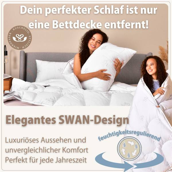 Sei Design SWAN Sommer Faserbett Luxusklasse 135x200 - Leichte Mikrofaser Bettdecke der Premium-Qualität - 150g/m², Öko-Tex Zertifiziert Großer Ausverkauf
