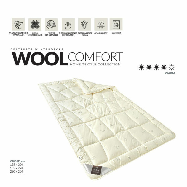 Sei Design Winterbettdecke WOOL COMFORT Collection, 220x200 Valentinstagsangebot
