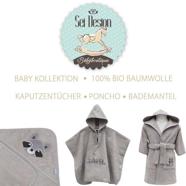Sei Design Frottee Baby Bademantel | 100% BIO Baumwolle | 6+ bis 3-4 Jahre | Kinder Bademantel Neueste Mode