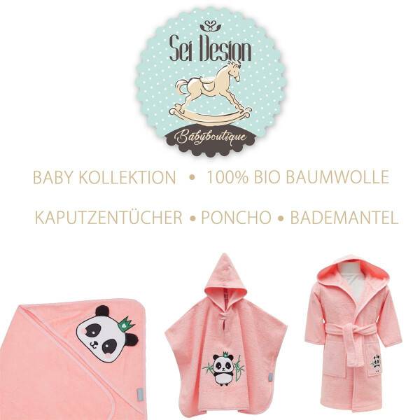 Sei Design Frottee Baby Bademantel | 100% BIO Baumwolle | 6+ bis 3-4 Jahre | Kinder Bademantel Neueste Mode