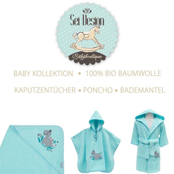 Sei Design Frottee Baby Bademantel | 100% BIO Baumwolle | 6+ bis 3-4 Jahre | Kinder Bademantel Neueste Mode