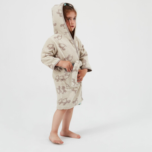 Sei Design Frottee Baby Bademantel | 100% BIO Baumwolle | 6+ bis 3-4 Jahre | Kinder Bademantel Schauckelpferd Zeitlich begrenztes Angebot