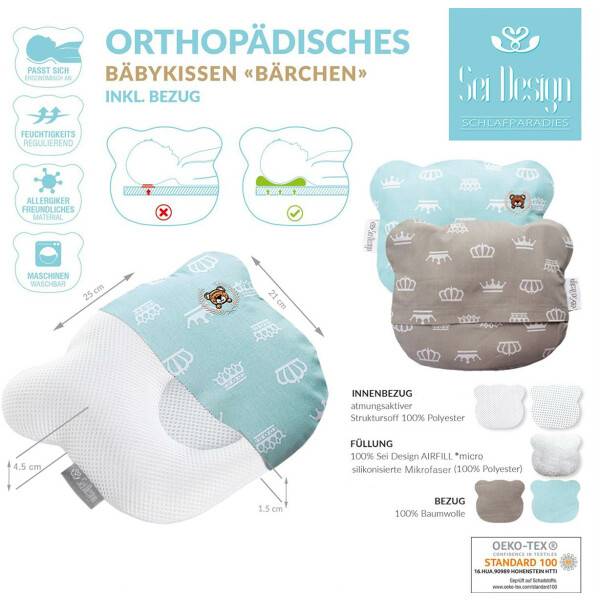 Sei Design Sei Design Baby Kopfkissen Bärchen 21x25 Mikrofaser 1-8 Monate Bestseller