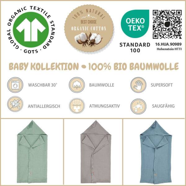 Sei Design Sei Design Musselin Badeponcho aus 100% BIO Baumwolle 75x100 Jeans Saisonale Angebote