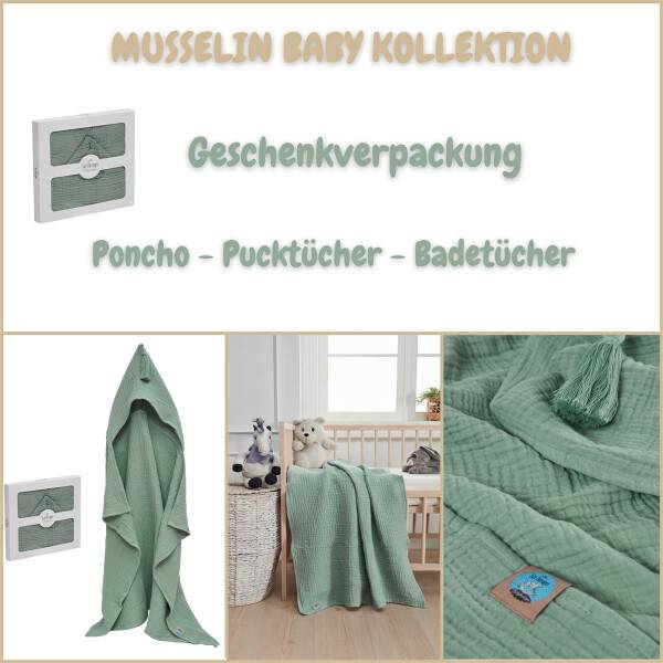 Sei Design Sei Design Musselin Badeponcho aus 100% BIO Baumwolle 75x100 Mint Räumungsverkauf