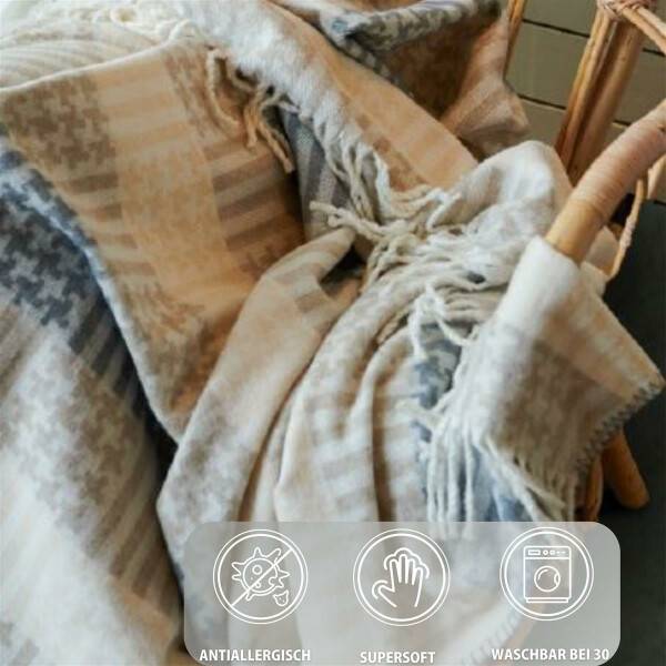 Sei Design Kuscheldecke Sommerdecke Plaid 150x200 Plaid Pied-de-Poule Zeitbegrenzte Promotion
