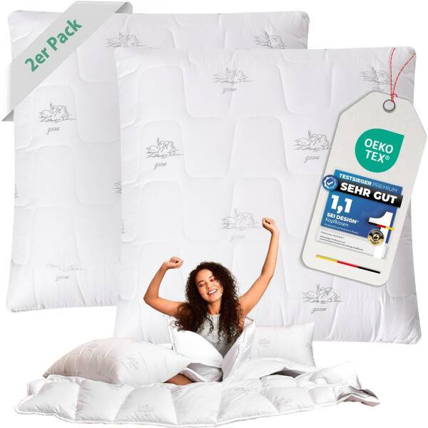 Sei Design Mikrofaser Kopfkissen SWAN [ 2-er Pack ] gesteppt Mikrofaser Füllung Nur noch ein Tag übrig