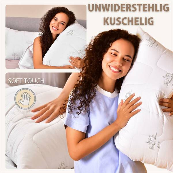Sei Design Mikrofaser Kopfkissen SWAN [ 2-er Pack ] gesteppt Mikrofaser Füllung Nur noch ein Tag übrig
