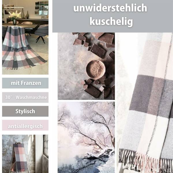 Sei Design Sei Design Plaid - Kuscheldecke 150x200 Baumwollmix 380 gr/m² Karo-Powder zollfrei