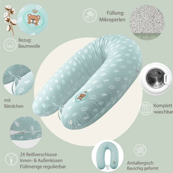 Sei Design Set Stillkissen 190x30 Krone Mint EPS-Mikroperlen Rabatte dieses Monats