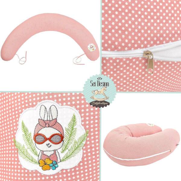 Sei Design Stillkissen 170x30 cm | Füllung EPS Mikroperlen | Bezug 100% Baumwolle | Hase mit Sonnenbrille Auslauf