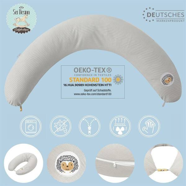 Sei Design Stillkissen 170x30 cm | Füllung EPS Mikroperlen | Bezug 100% Baumwolle | Igel Verkauf