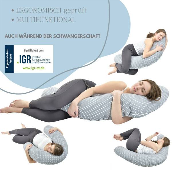 Sei Design Stillkissen 170x30 cm | Füllung EPS Mikroperlen | Bezug 100% Baumwolle | Igel Verkauf