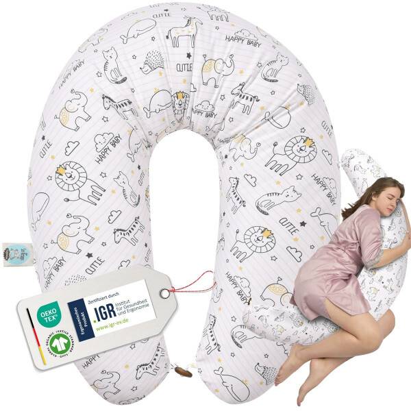Sei Design Stillkissen 170x30 cm | Füllung Faserbällchen | Bezug 100% Baumwolle | Happy Baby Günstiger Verkauf