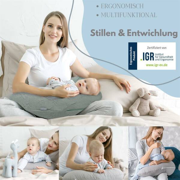 Sei Design Stillkissen 190x30 Bio Baumwollbezug gestrickt Füllung EPS Mikroperlen Günstig kaufen