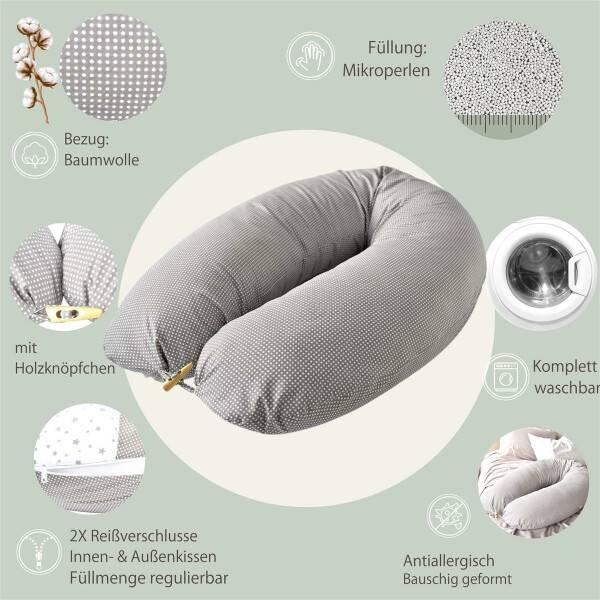 Sei Design Stillkissen 190x30 Punkte-Taupe EPS-Mikroperlen Begrenztes Angebot