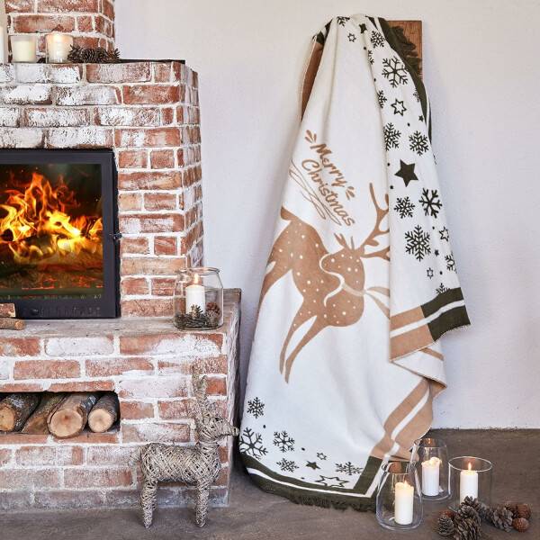 Sei Design Weihnachts Kuscheldecke 150x200 – Zweiseitige Fleece Decke mit Weihnachtlichen Wintermotiven Blitzangebot