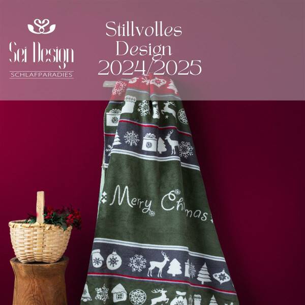 Sei Design Weihnachts Kuscheldecke 150x200 – Zweiseitige Fleece Decke mit Weihnachtlichen Wintermotiven Neuheiten