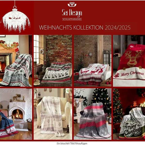 Sei Design Weihnachts Kuscheldecke 150x200 – Zweiseitige Fleece Decke mit Weihnachtlichen Wintermotiven Bestseller