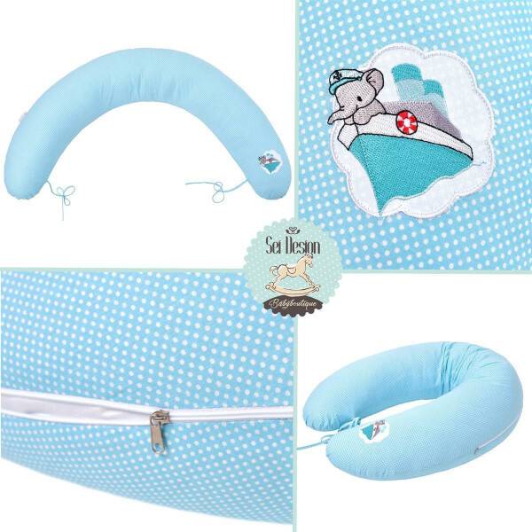 Sei Design SET Stillkissen 170x30 + 1x Extra Bezug | Füllung EPS Mikroperlen | Kapitän Elefant Begrenzte Freigabe