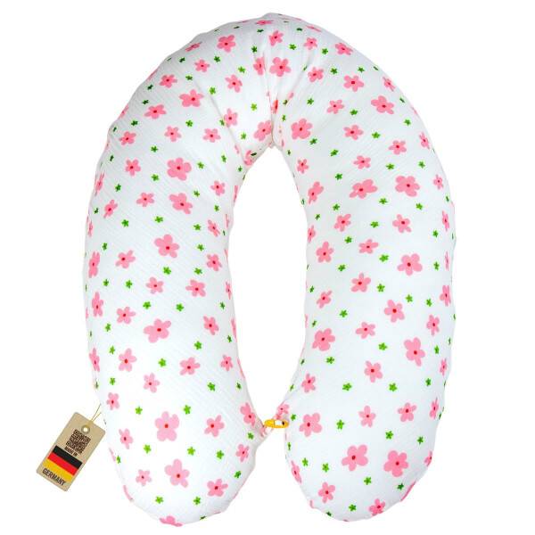 Sei Design Stillkissen 190x30 XXL | Füllung EPS Mikroperlen | Bezug 100% BIO-Baumwolle | Musselin Blume Rosa Discount Store für neue Produkte