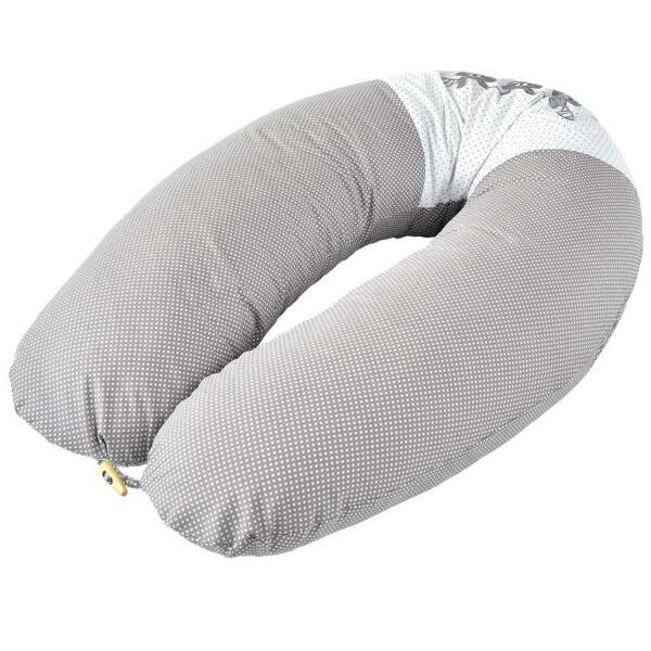 Sei Design Stillkissen 190x30 XXL | Füllung Faserbällchen | Bezug 100% Baumwolle | 3xWaschbären Taupe Holzknopf 50% Rabatt mit kostenlosem Versand