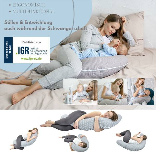 Sei Design Stillkissen 190x30 XXL | Füllung Faserbällchen | Bezug 100% Baumwolle | Aquarell Denim Clearance-Verkauf