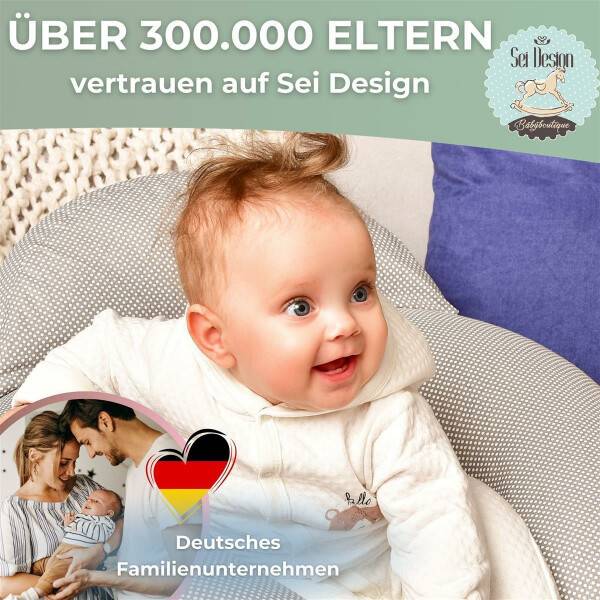 Sei Design Stillkissenbezug 170x30cm 100% Baumwolle Happy Baby Holzknopf Kostenloser Versand