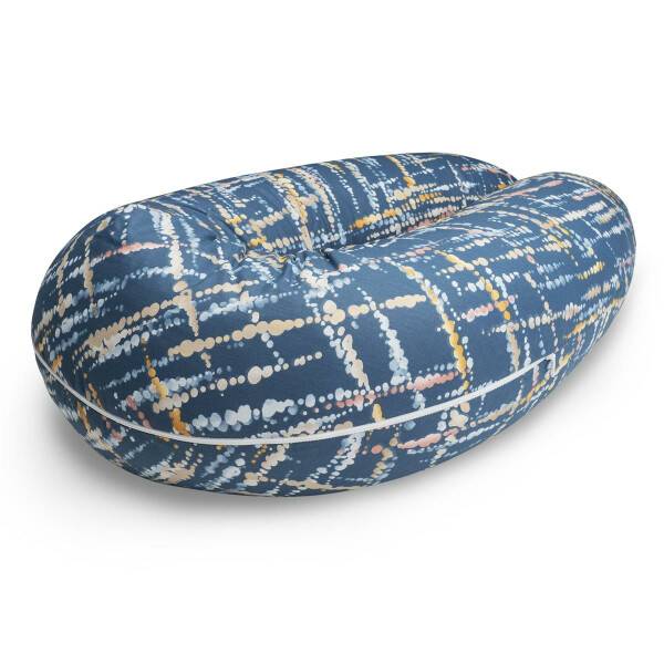 Sei Design Stillkissenbezug 190x30 100% Baumwolle Holzknopf Aquarell Denim Fabrikpreis
