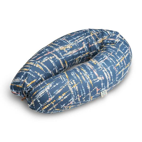 Sei Design Stillkissenbezug 190x30 100% Baumwolle Holzknopf Aquarell Denim Fabrikpreis