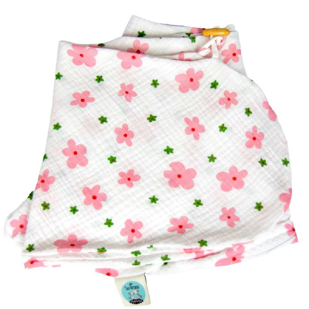 Sei Design Stillkissenbezug 190x30 100% Baumwolle Holzknopf Musselin Blumen Günstig kaufen