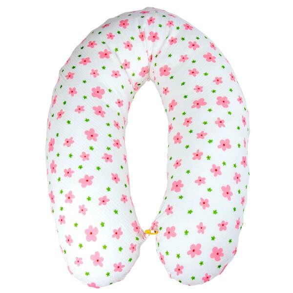 Sei Design Stillkissenbezug 190x30 100% Baumwolle Holzknopf Musselin Blumen Günstig kaufen