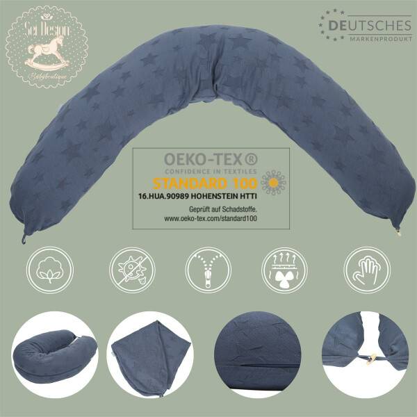 Sei Design Stillkissenbezug aus 100% Bio Baumwolle, für Stillkissen oder Lagerungskissen - 190x30 cm gestrickt Denim Großer Ausverkauf