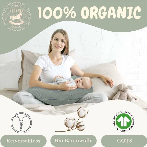 Sei Design Stillkissenbezug aus 100% Bio Baumwolle, für Stillkissen oder Lagerungskissen - 190x30 cm gestrickt Mint Flash Sale