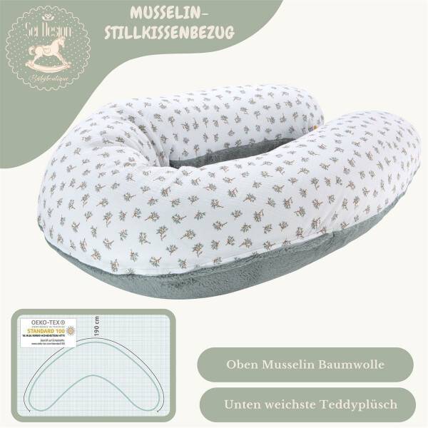 Sei Design Stillkissenbezug aus Musselin und Teddyplüsch für XXL Stillkissen 190x30 Begrenztes Angebot