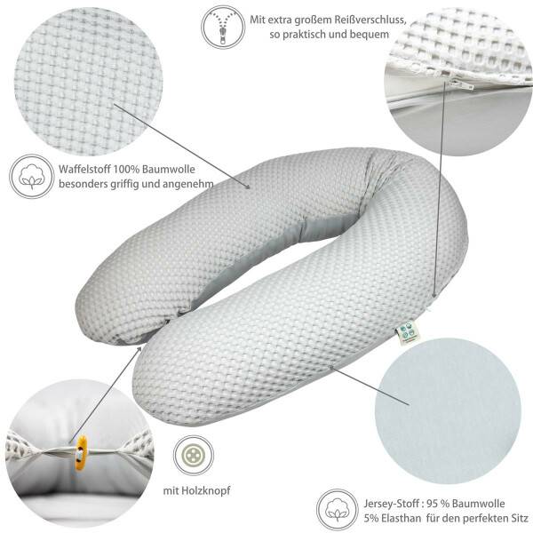 Sei Design Stillkissenbezug XXL 190x30 cm – Hochwertiger Jersey und Waffelstoff Saisonschlussverkauf