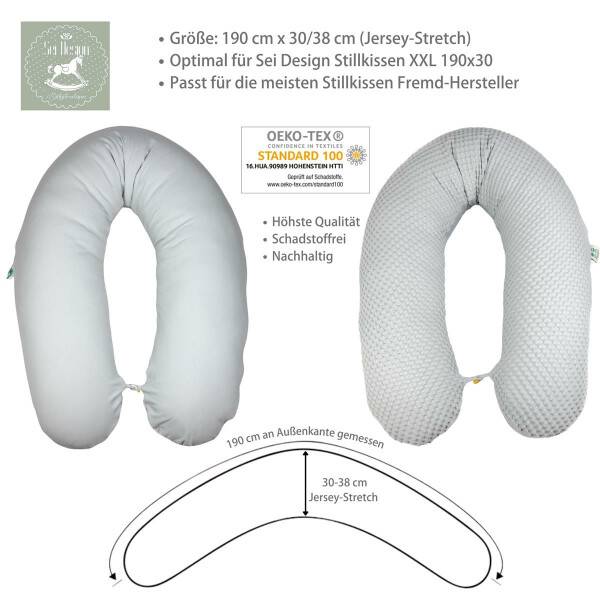 Sei Design Stillkissenbezug XXL 190x30 cm – Hochwertiger Jersey und Waffelstoff Saisonschlussverkauf