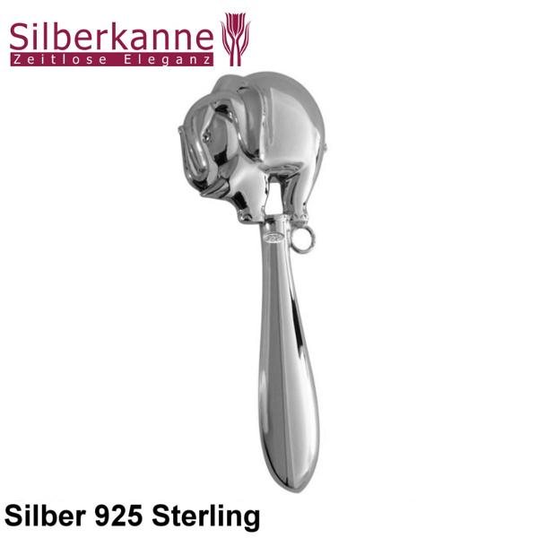 Silberkanne Babyrassel Elefant 13 cm 925 Silber Sterling Zeitlich begrenztes Angebot