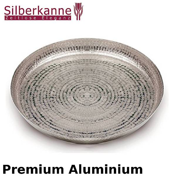 Silberkanne Tablett rund mit KornMuster 46 cm aus hochwertigem Aluminium VIP-Rabatte