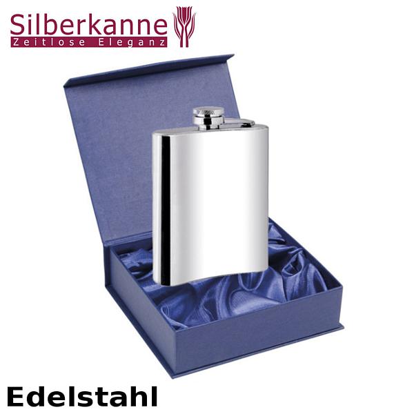 Silberkanne Flachmann 12x9x3 cm 198 ml Premium Edelstahl