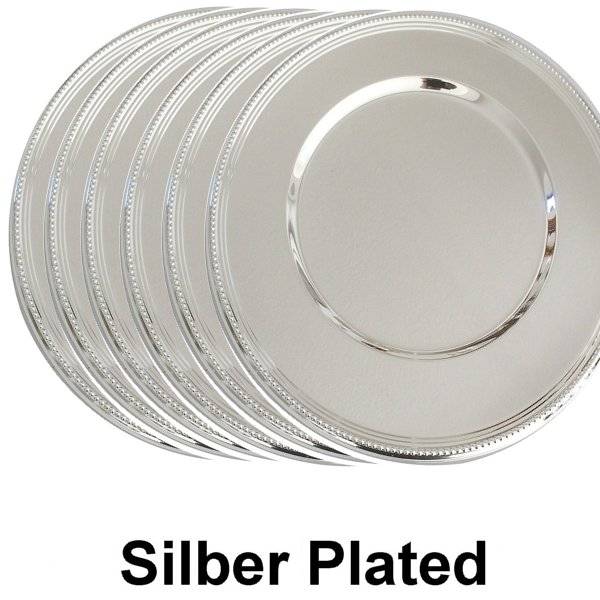 Silberkanne Platzteller 33 cm Perlrand Silber Plated versilbert Riesige Rabatte