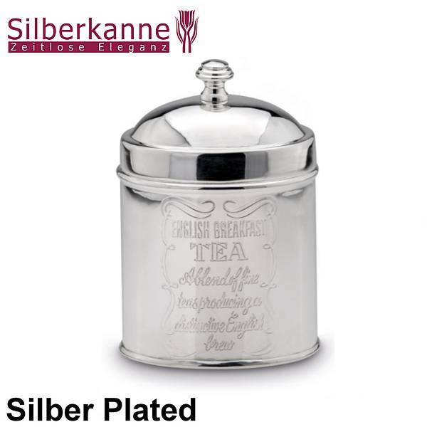 Silberkanne Teedose Ceylon Oval H 17cm Silber Plated versilbert