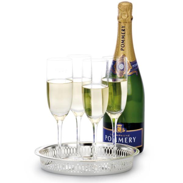 Silberkanne Galerietablett mit Muster rund D 28 cm Silber Plated versilbert Blitzangebot