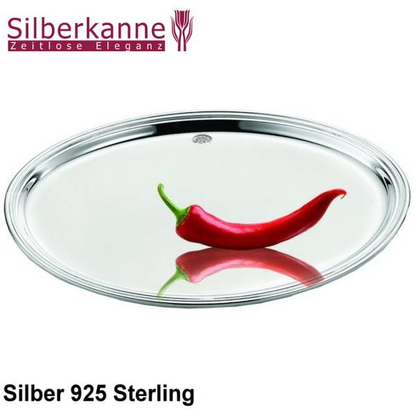 Silberkanne Tablett Fadenmuster oval 22x27 cm Sterling Silber 925
