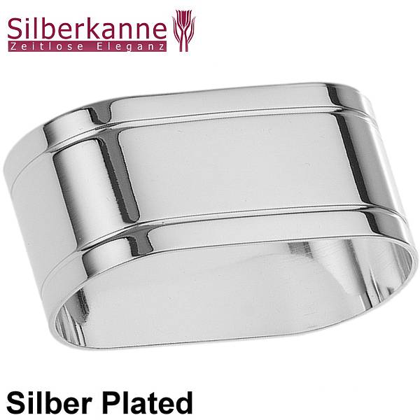 Silberkanne Serviettenring oval 5,5x2,5 cm mit zwei Fadenmuster für Stoffservietten Silber Plated versilbert Verkauf